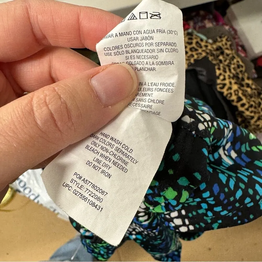 Speedo Blue & Green Spotted One Piece Swimsuit Womens 12 Modest Swim Vacation - Image 7