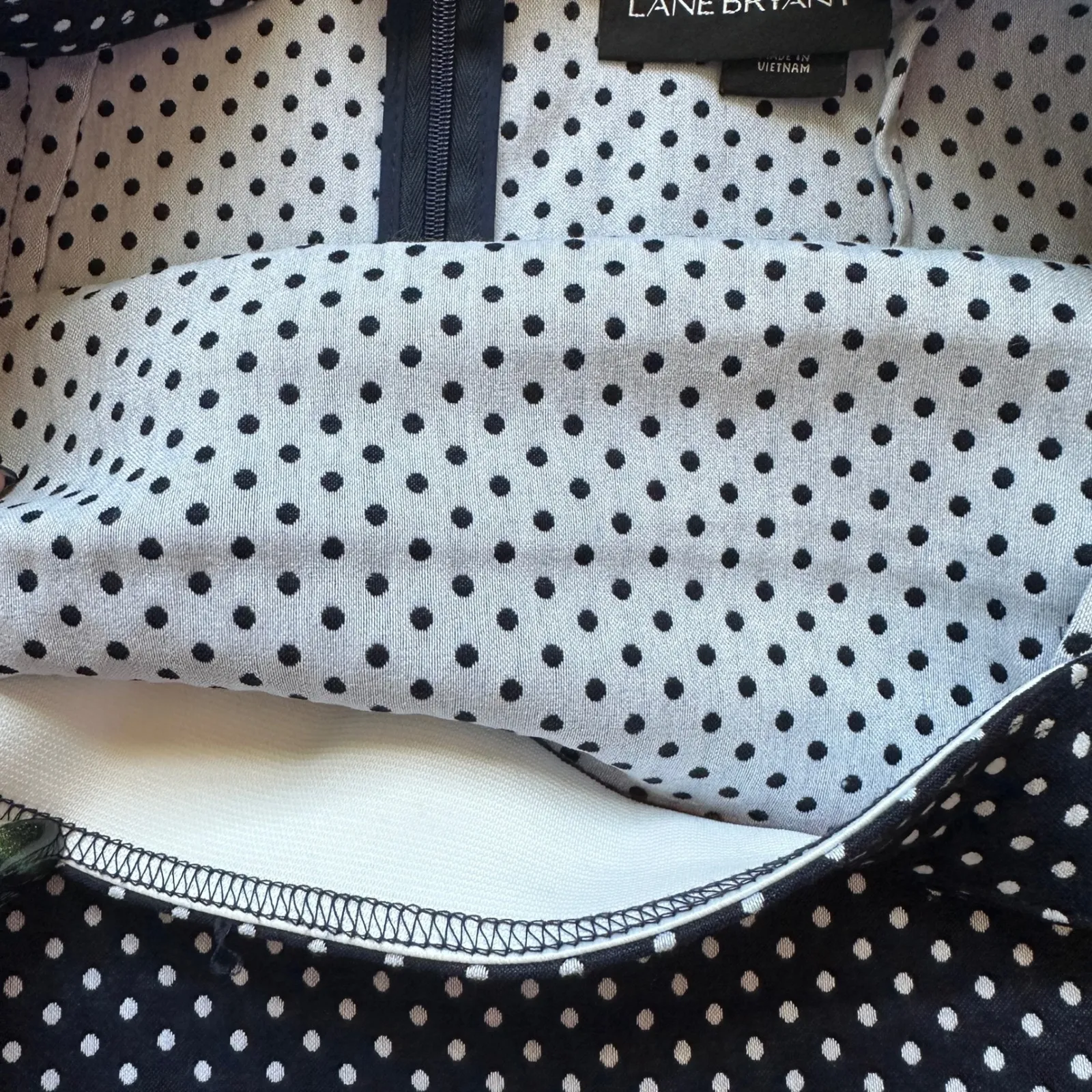 Lane Bryant Pencil Skirt Plus 18 Navy White‎ Polka Dot Stretch Preppy Tailored - Image 10