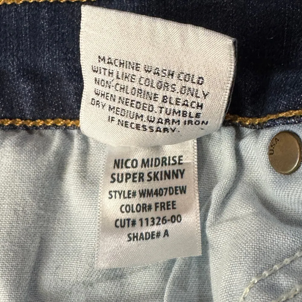 Hudson SZ 30 Nico Super Skinny Jeans Mid-Rise Stretch Zip-Fly Pockets Dark Wash - Image 10