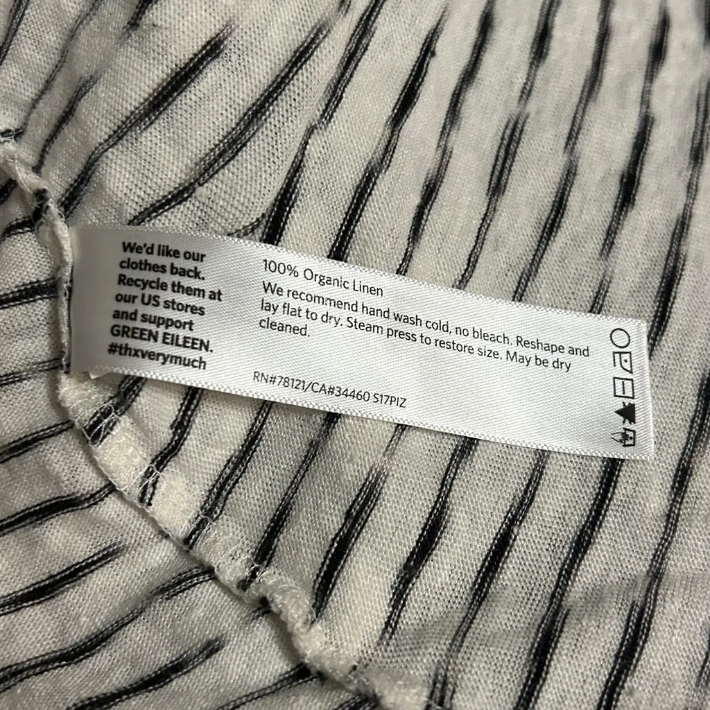 EILEEN FISHER White Black Light Linen‎ Stripe Knit Tank Top M - Image 5