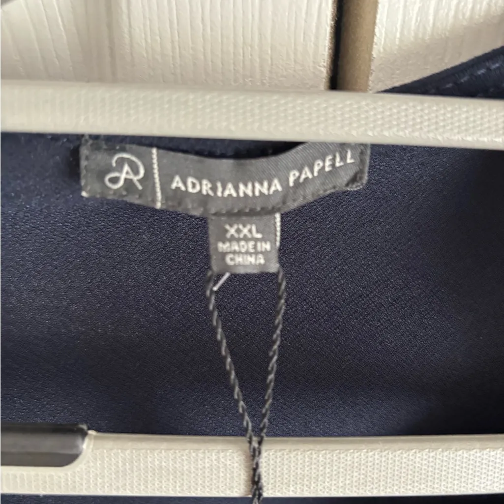 NWT! Adrianna Papell Navy Blue Double Ruffle Cap Sleeve Top – Size XXL - Image 3