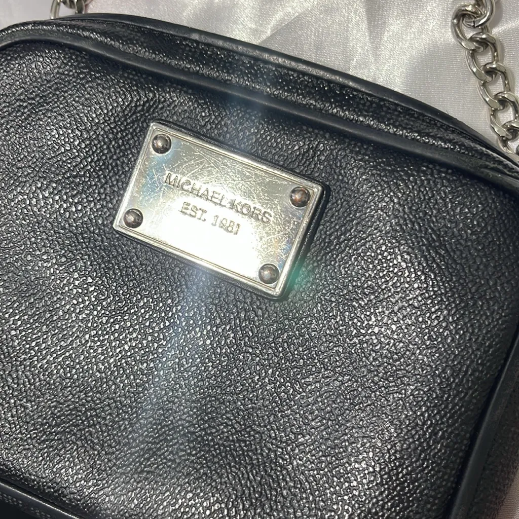 Michael Kors Collection Black Crossbody Bag with Silver Accents - Image 2