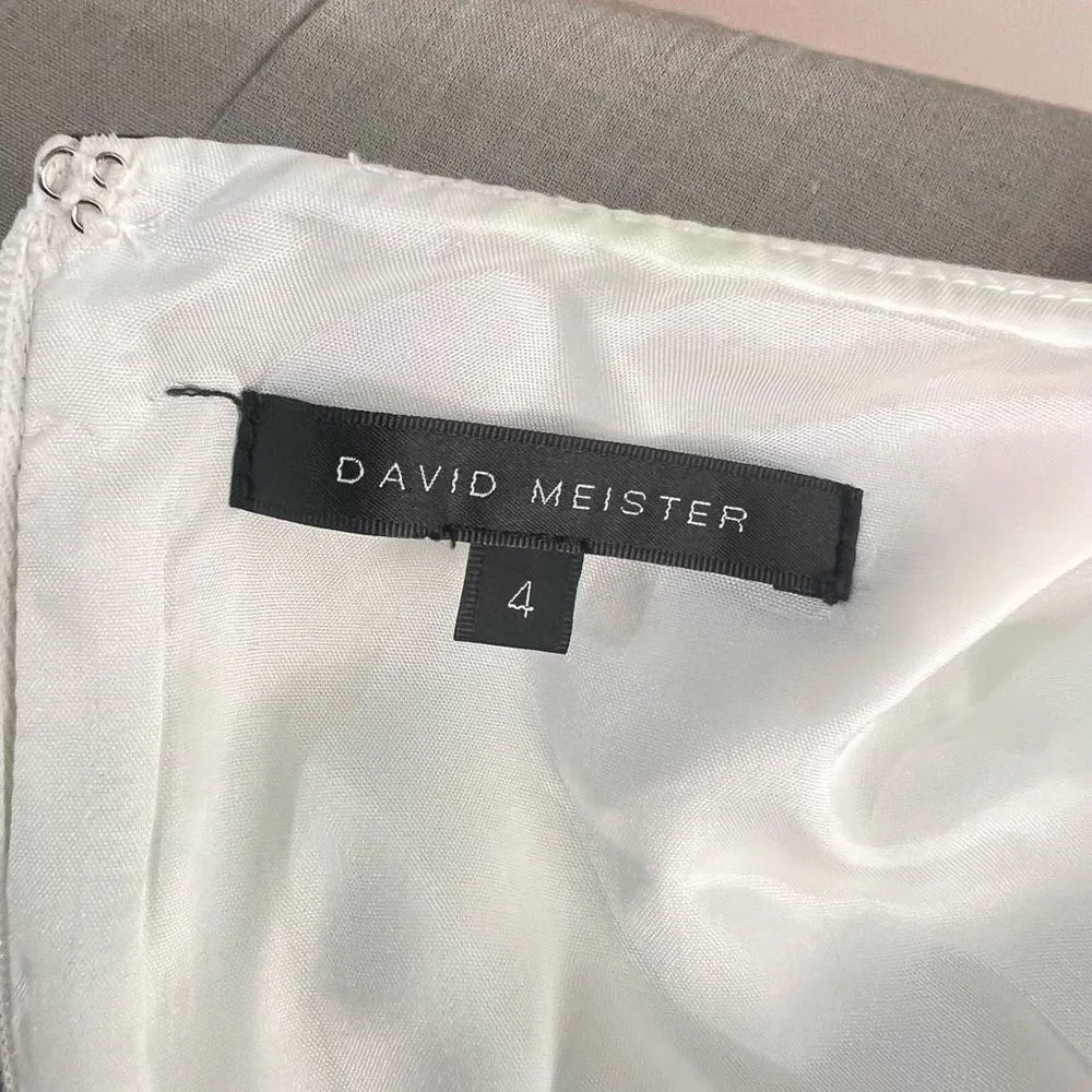 David Meister sleeveless white multicolored brushstroke cotton sheath dress size - Image 7