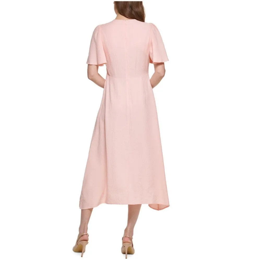 NWT Calvin Klein Coral Textured Flutter Sleeve Fit & Flare Dress, Size 4 $134 - Image 3