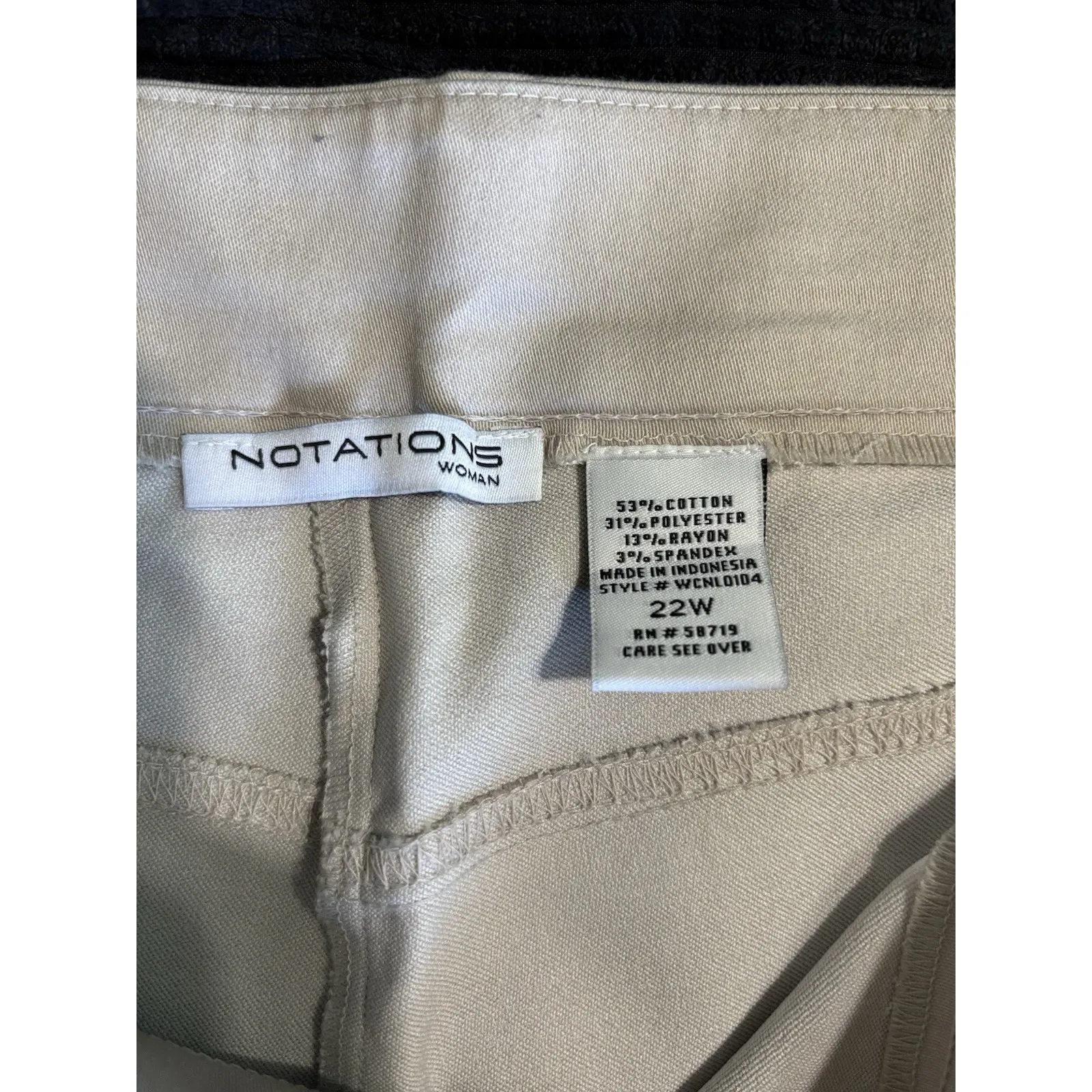 Notations Khaki Beige Capri Skimmer Elastic Waist High Rise Size 22 Pull On NWT - Image 6