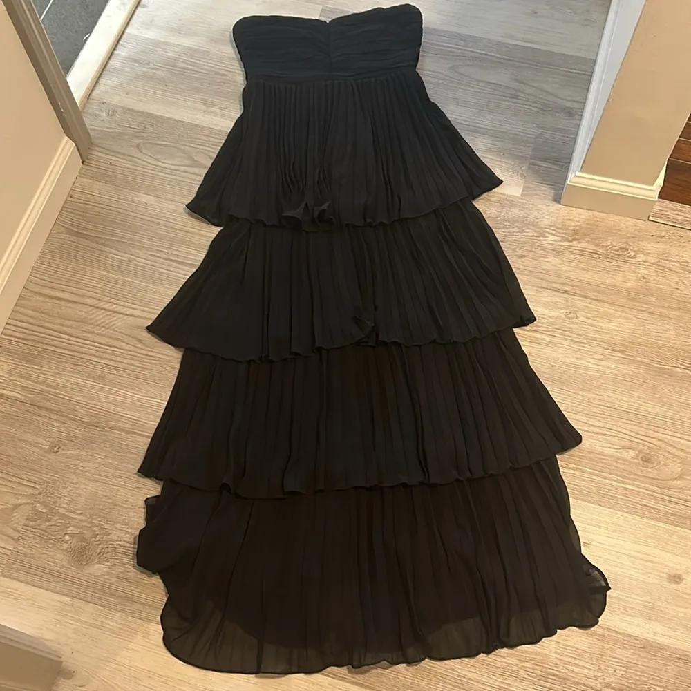 Lulu's Seriously Sensational Black Strapless Tiered Maxi Dress Size Medium - Image 5