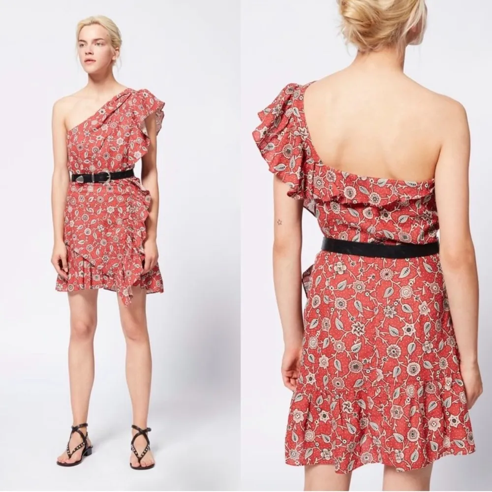 Isabel Marant Etoile Teller Mini Dress Brick Red - Image 3