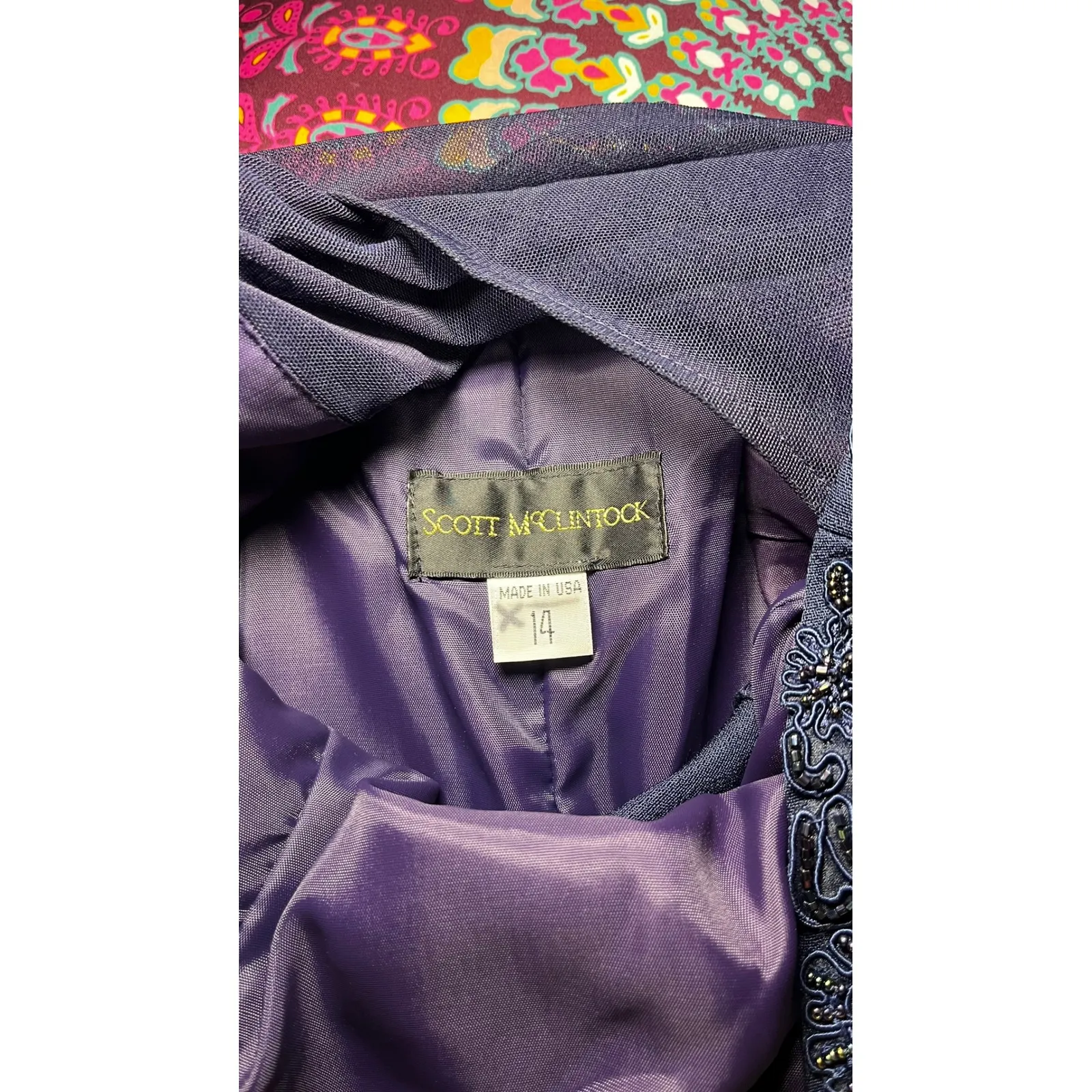 Vintage 1990s Scott McClintock Navy Evening Dress | Sz 14 | New With Tags Blue - Image 6