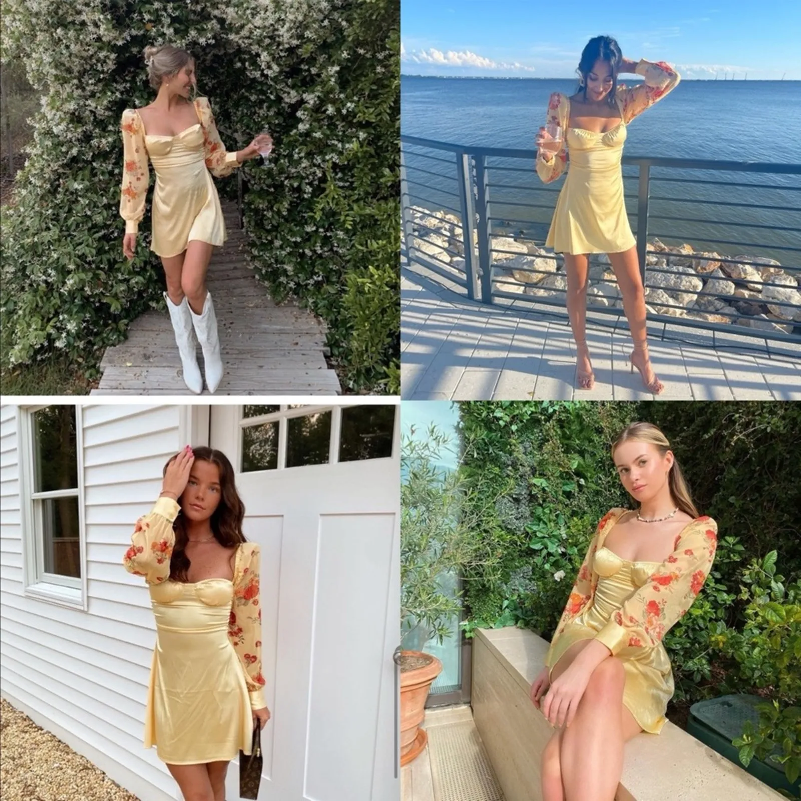 Danielle Bernstein Golden Hour Puff Sleeve Mini Dress Butteryellow  Sz 0 - Image 6