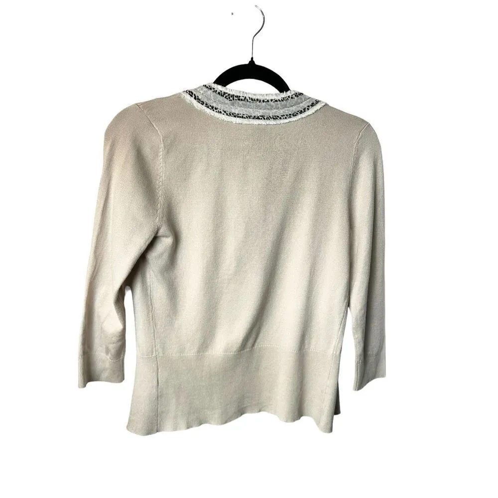 White House Black Market cardigan NWT Sz XS - creme tan and black career sweater - Image 4