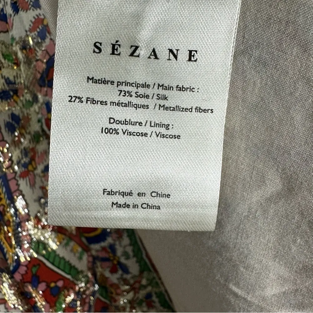Sézane Paula Metallic Shimmer Silk Midi Dress Paisley Size US 2 - Image 10