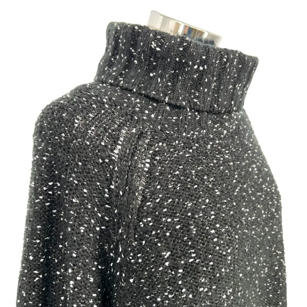 Doe & Rae Speckled Turtleneck Sweater Black White Size Large - Image 4