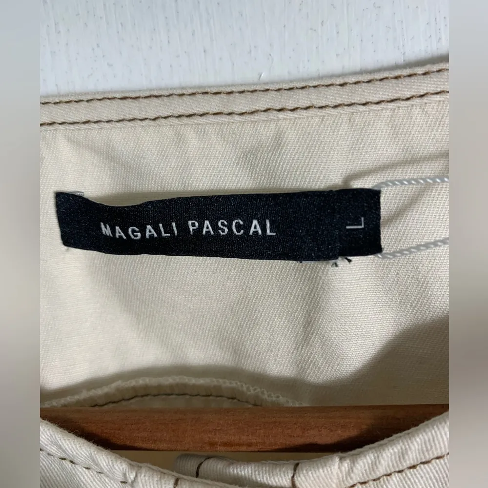 Magli Pascal,  Harriet short dress in ecru. Snap front, two pocket, mini dress L - Image 3