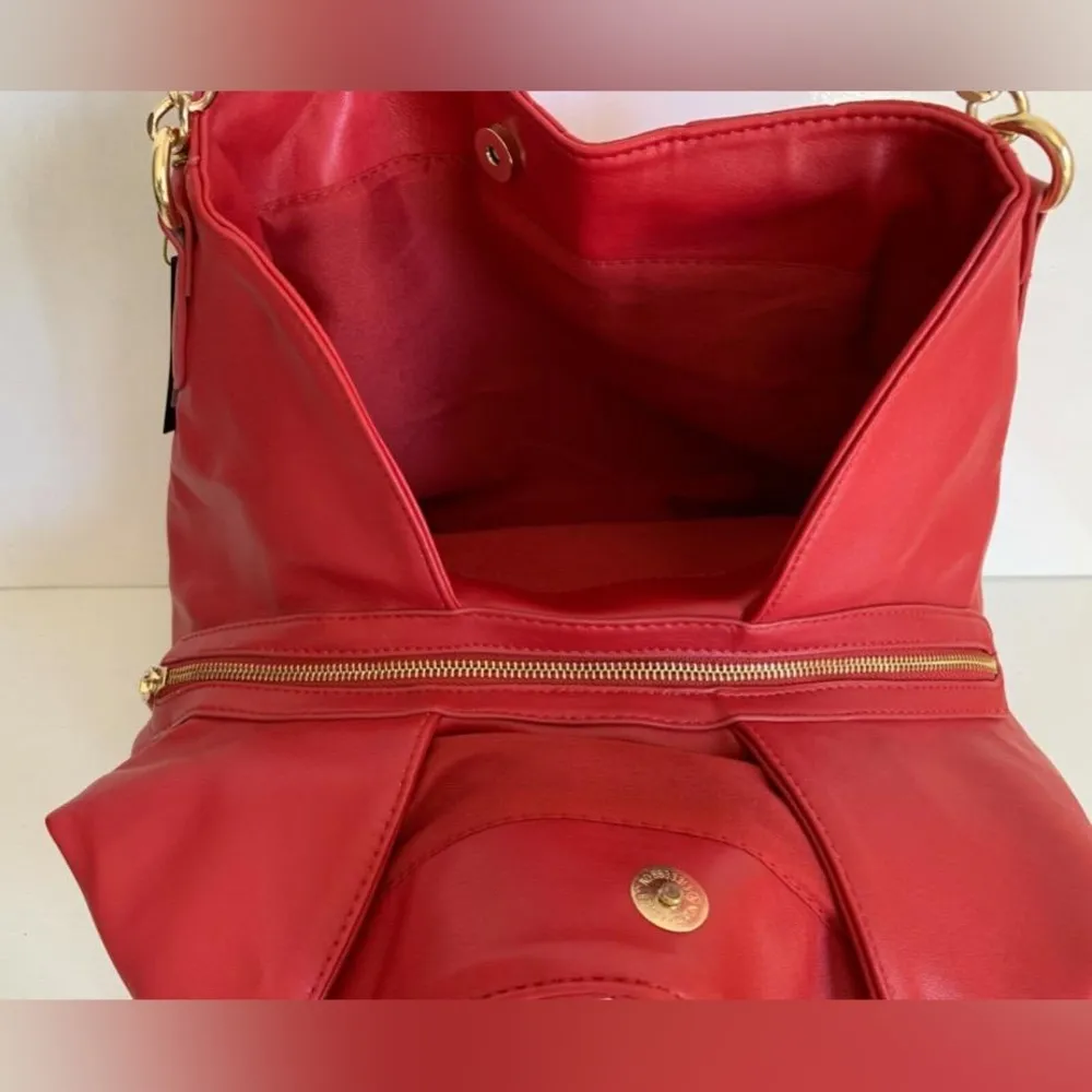 BEBE DANIELLE RED QUILTED SHOPPER SHOULDER BAG PURSE - Image 2