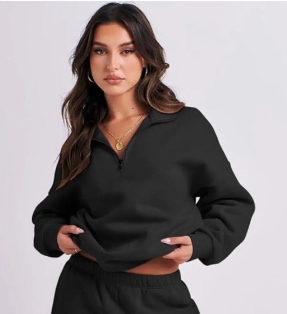 ANRABESS Half Zip Black Sweatshirt - Image 2