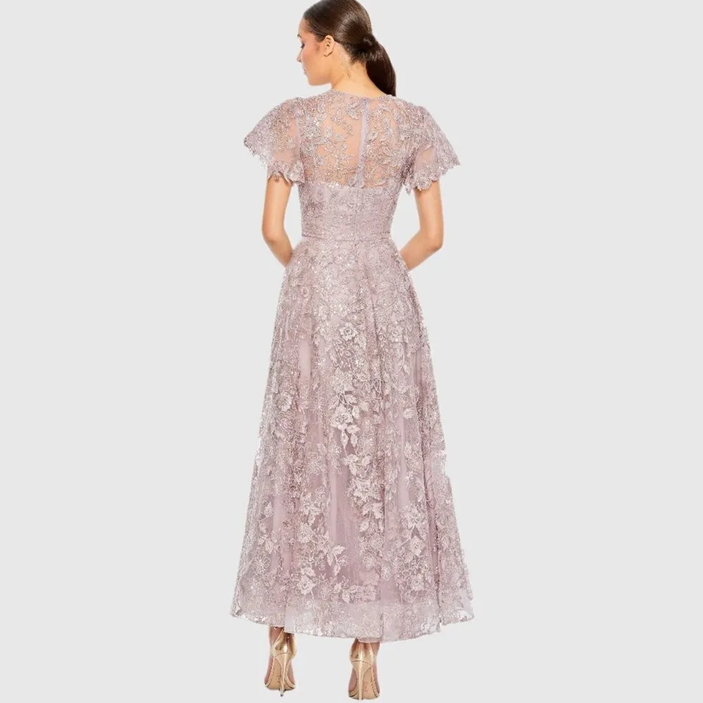 MAC DUGGAL 50665 Womens Embroidered High Neck Cap Sleeve A Line Gown - Image 5