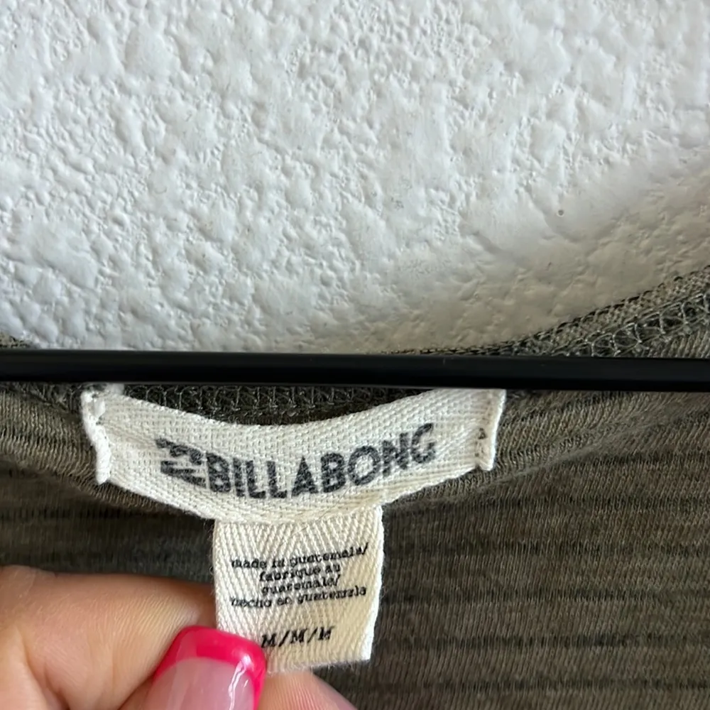 Billabong Faux Wrap Romper Green Stripe Tie Waist Boho Long Sleeve Tie Medium - Image 3