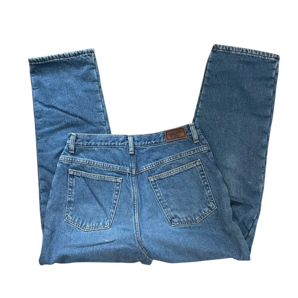 L.L.Bean Orig Fit  Relaxed Jeans Sz 12 High-Rise Straight-Leg Red Fleece-Lined - Image 6