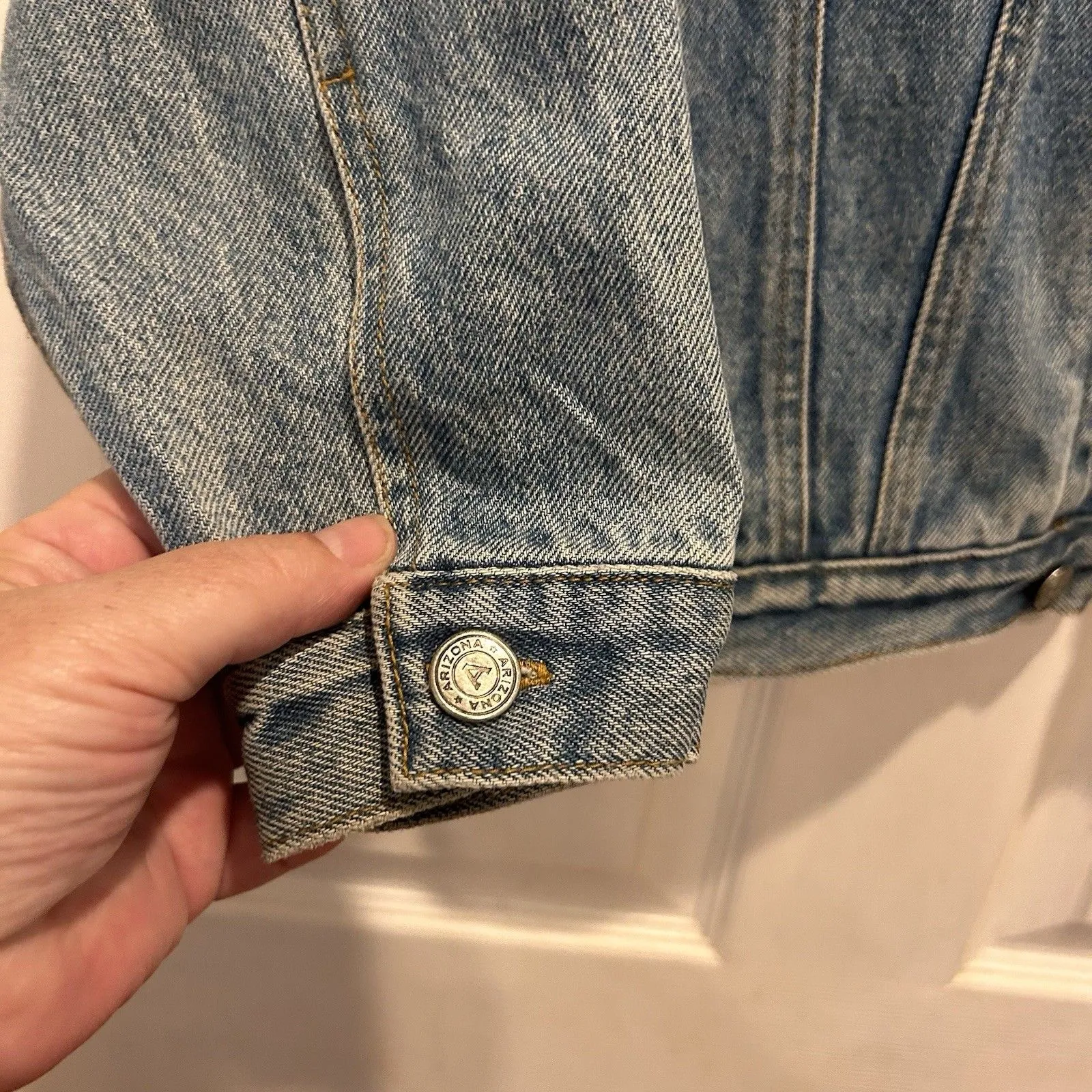 Arizona Jean Company‎ Denim Jacket Trucker Cowboy Medium Distressed Vintage 90s Blue - Image 7