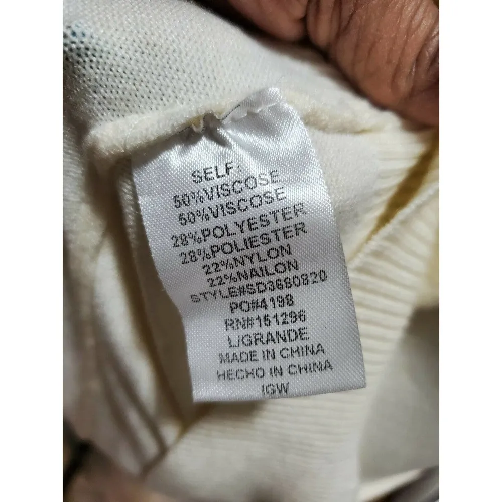 The Sang Women's Ivory Viscose High Neck Long Sleeve Knee Length Dress Size L - Image 11