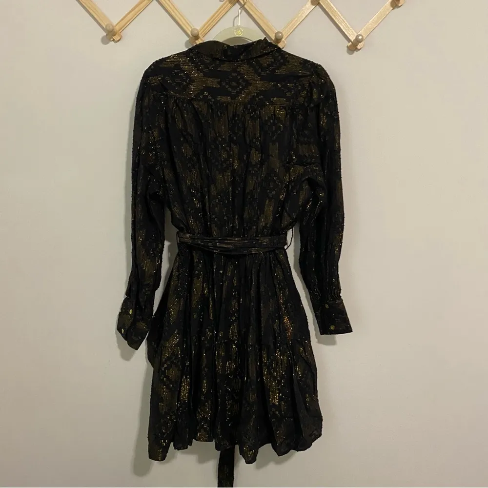 Roller Rabbit Black and Gold Midi Button Front Dress XL - Image 8