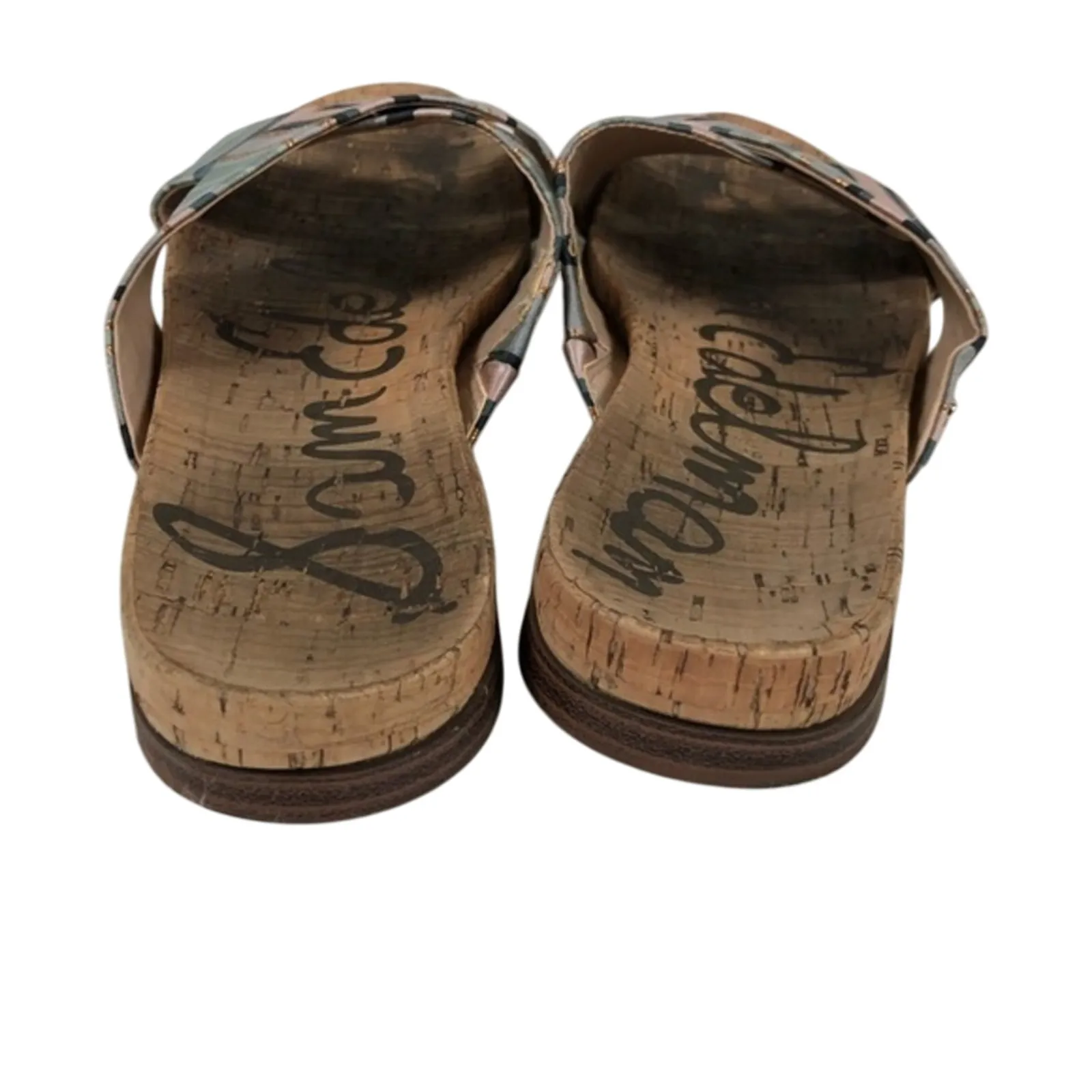 Sam Edelman Hattie Crisscross Sandals Womens 7.5 Blue Stripe Cork Coastal Boho - Image 3