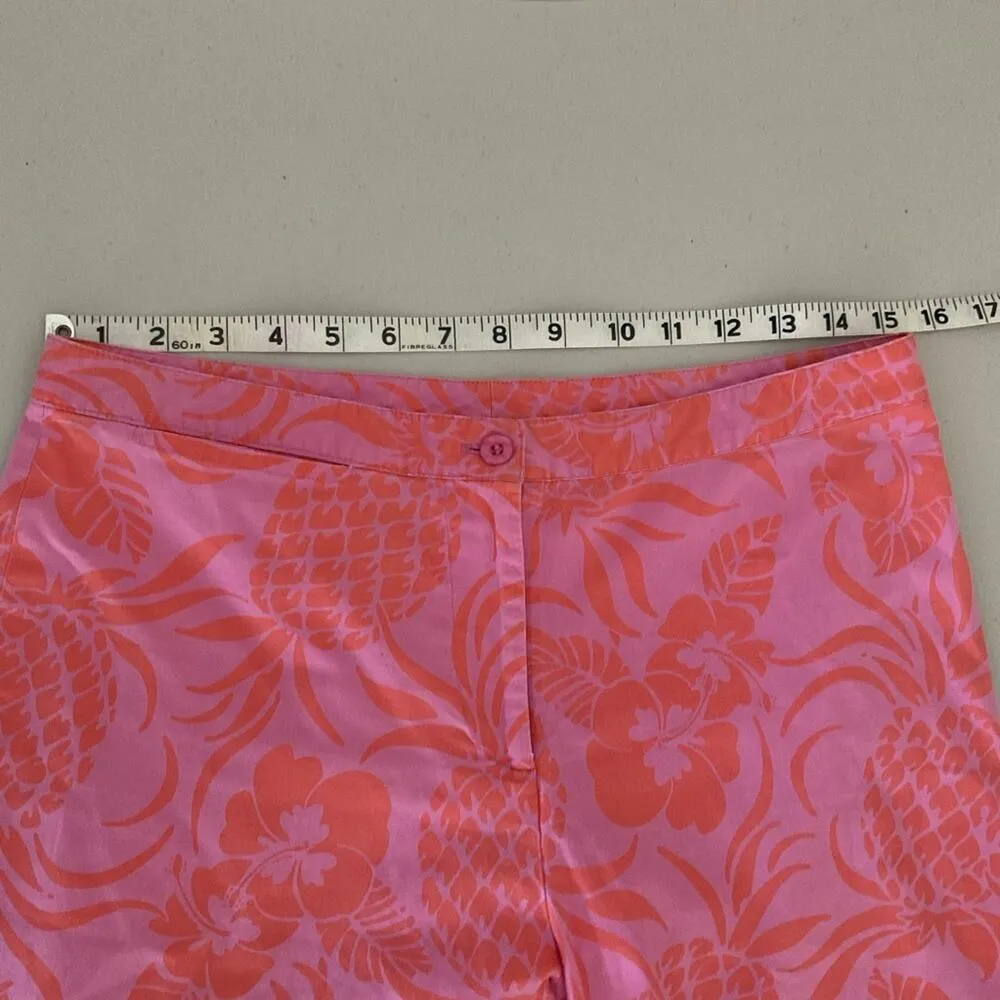 Lilly Pulitzer Vintage Pink Orange Tropical Pineapple Print Cropped Pants 10 - Image 4