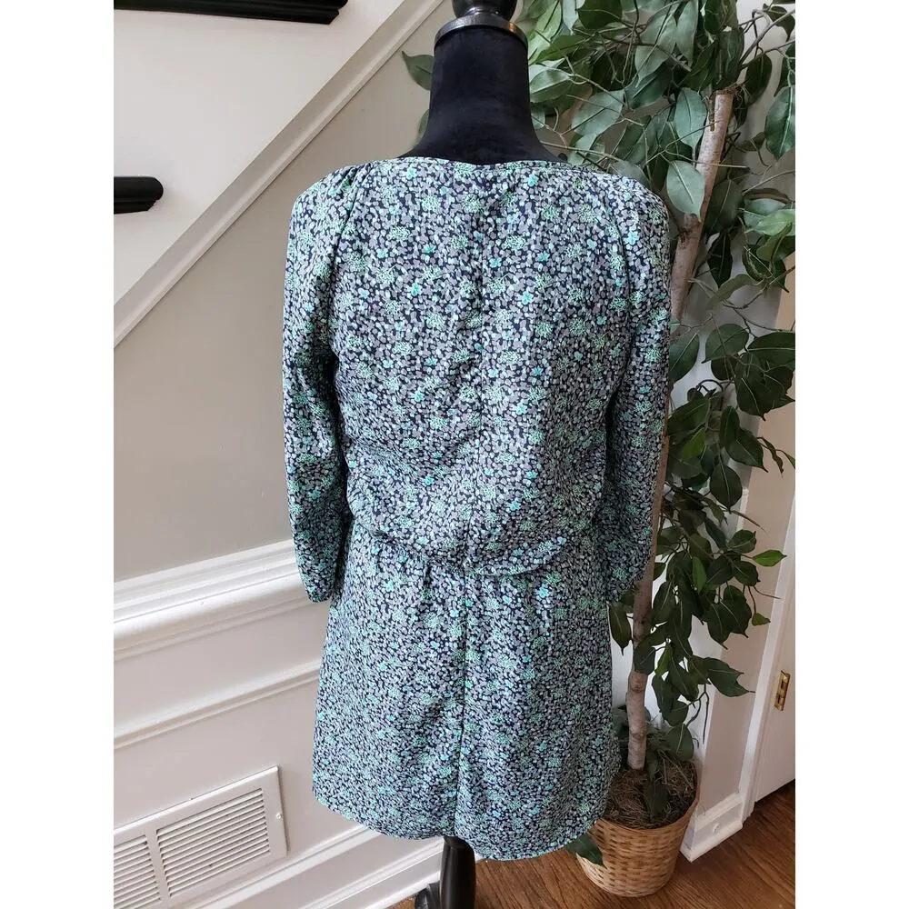 Accidentally In Love Shift Dress Women's Size Medium Blue Floral Cinch Waist - Image 4