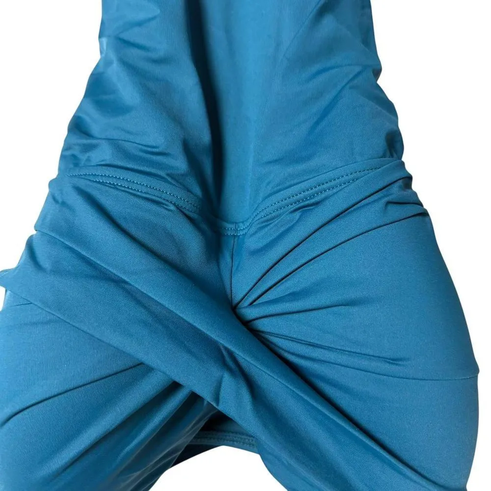 Anne Cole Twist Front Shirred One Piece Swimsuit in Deep Sea Blue Size 16W - Image 6