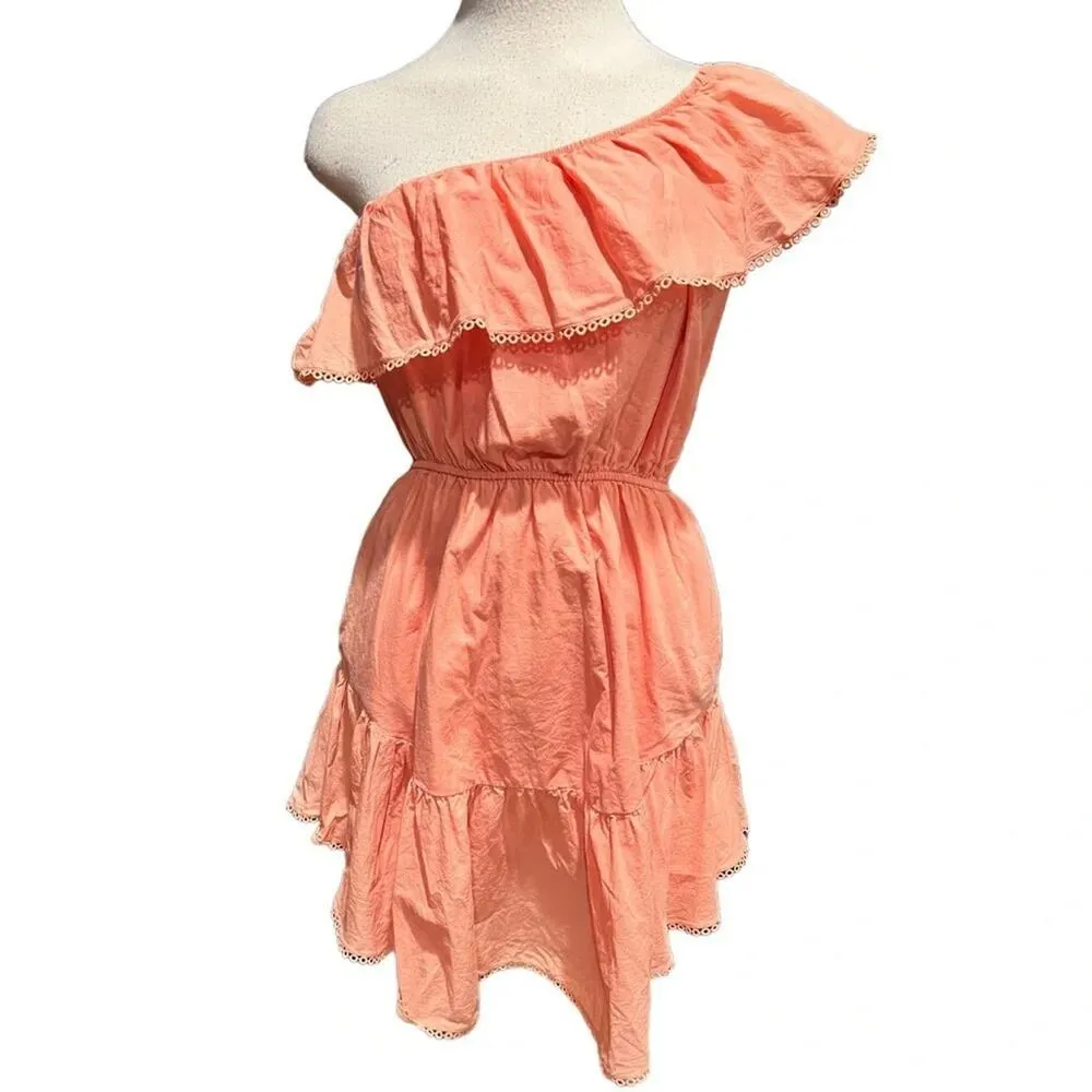 Free People Lovers Lane One-Shoulder Eyelet Minidress Women's Small - Image 9