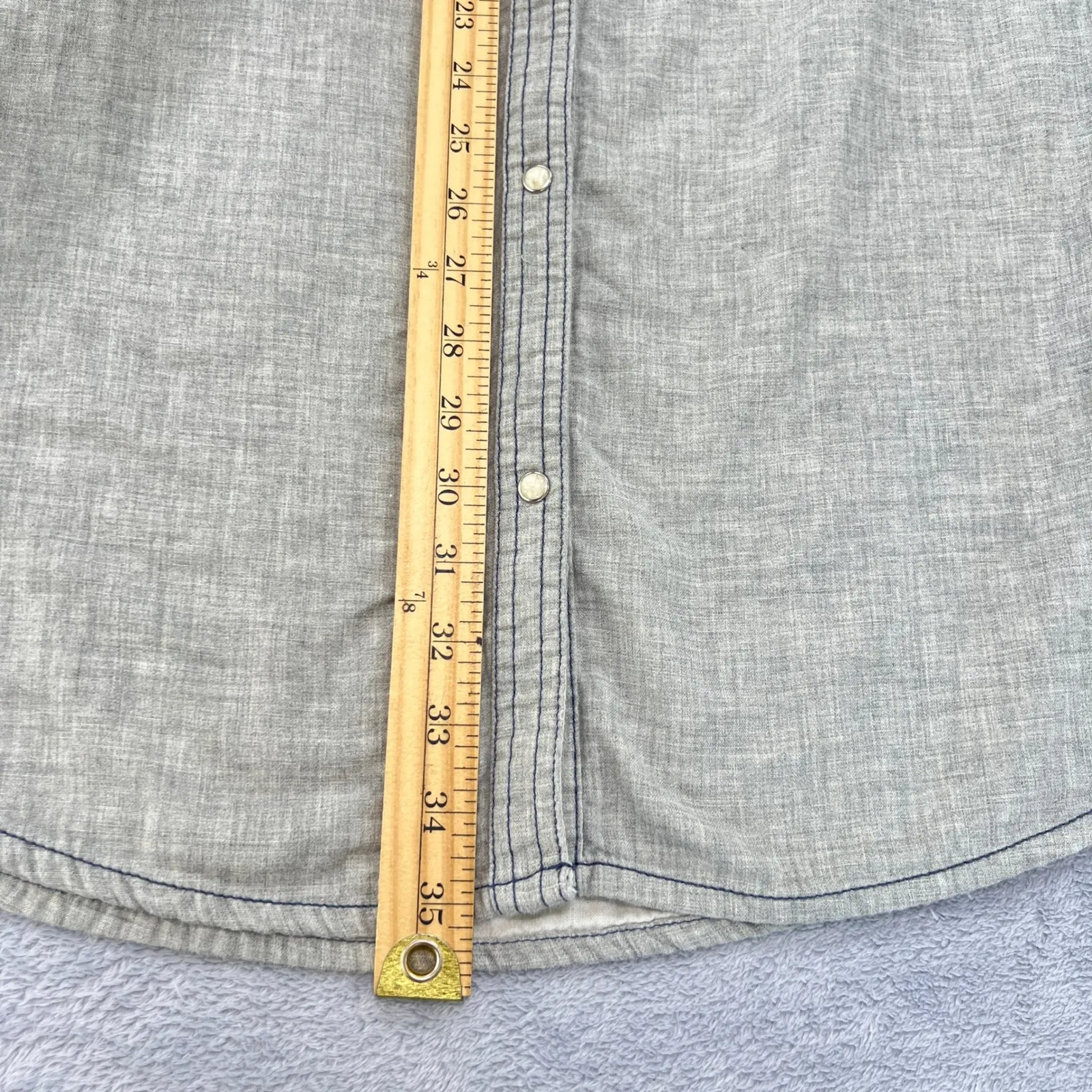 Rock 47‎ by Wrangler Shirt Dress Western Cross Embroidered Long Sleeve Gray S - Image 9