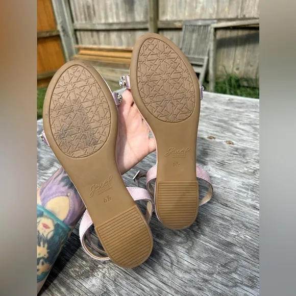 Badgley Mishka Daria Pearl and Crystal Flat Sandals Pastel Pink‎  size 6.5 - Image 5