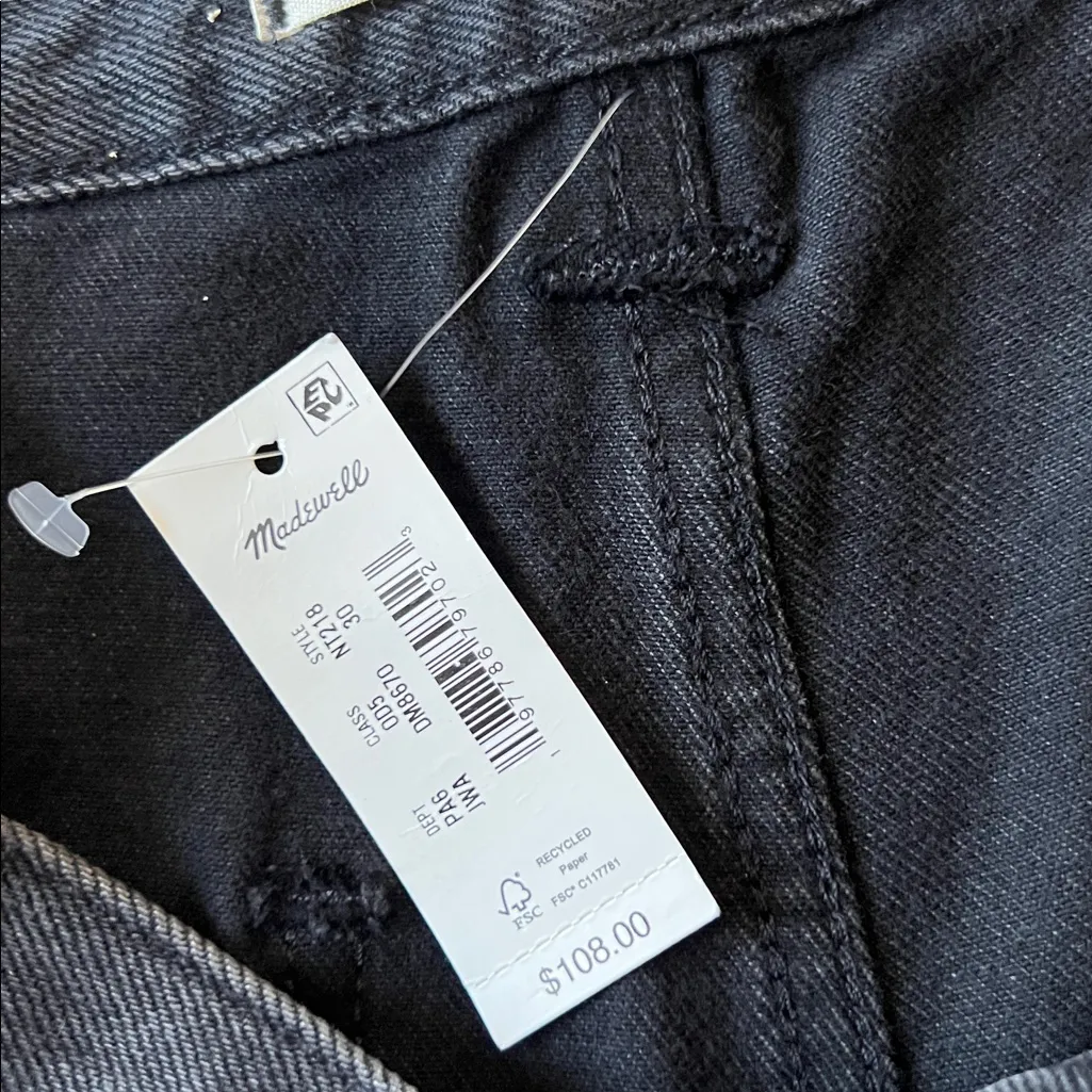 Madewell Denim Culottes Mid Rise Wide Leg Black size 30 New With Tags - Image 5