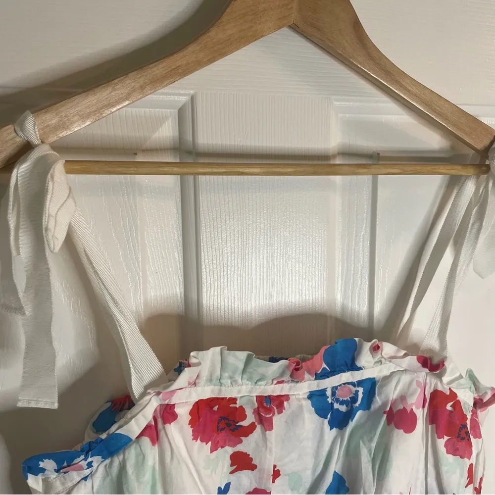 Peter Som designer red white and blue floral layered crop top size 12 - Image 4