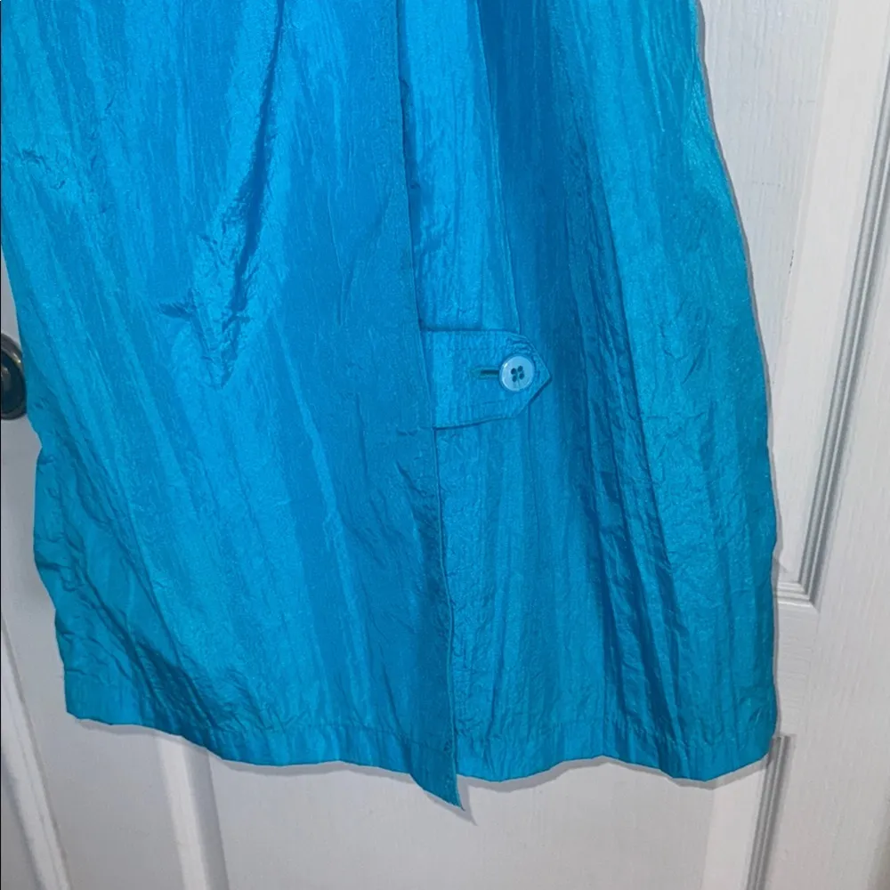 Vintage nylon long Blue rain Trench Coat size 10 - Image 10