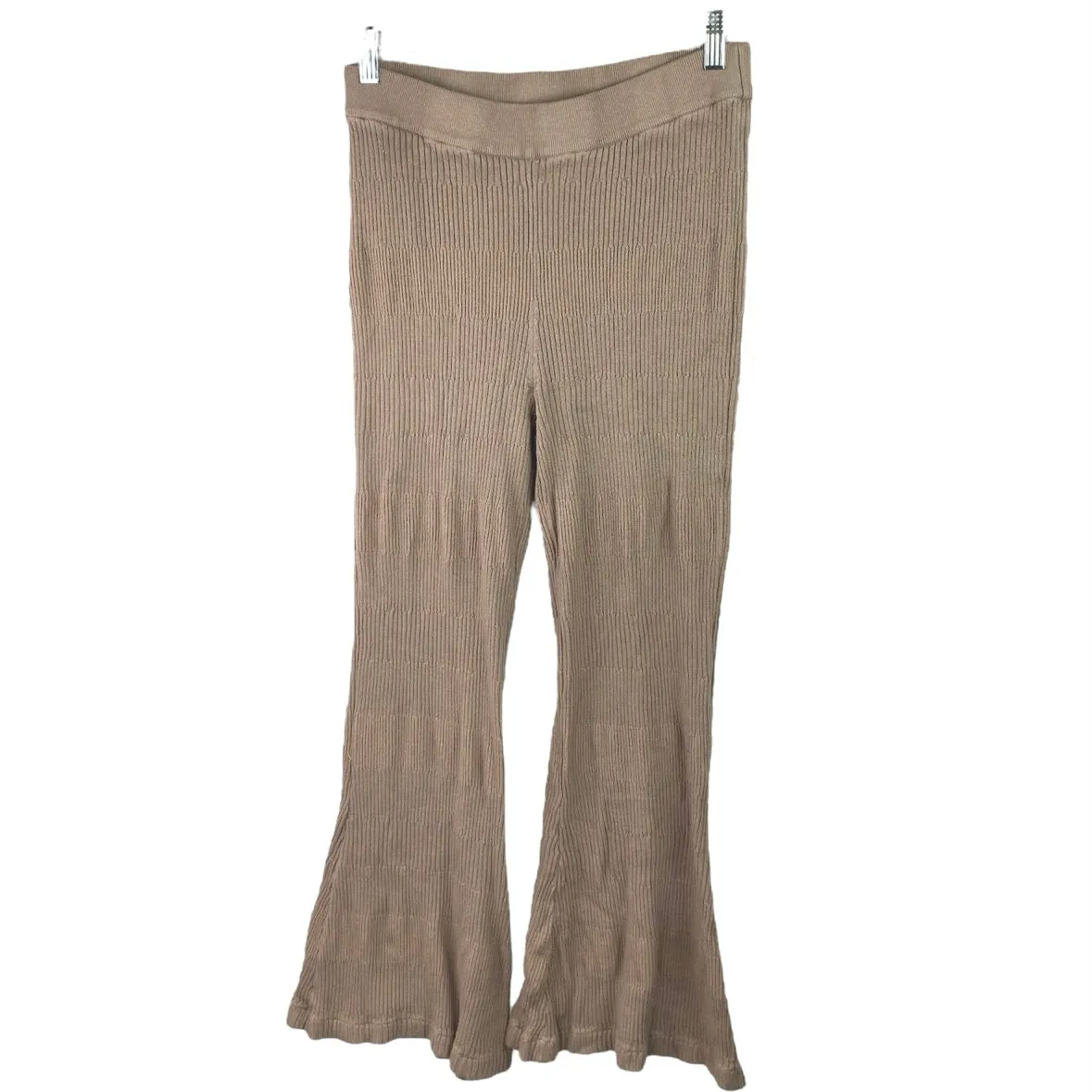 Song Of Style Tan Rib Knit High Waist Flared Bootcut Trousers Leggings Pants XL Gray - Image 2