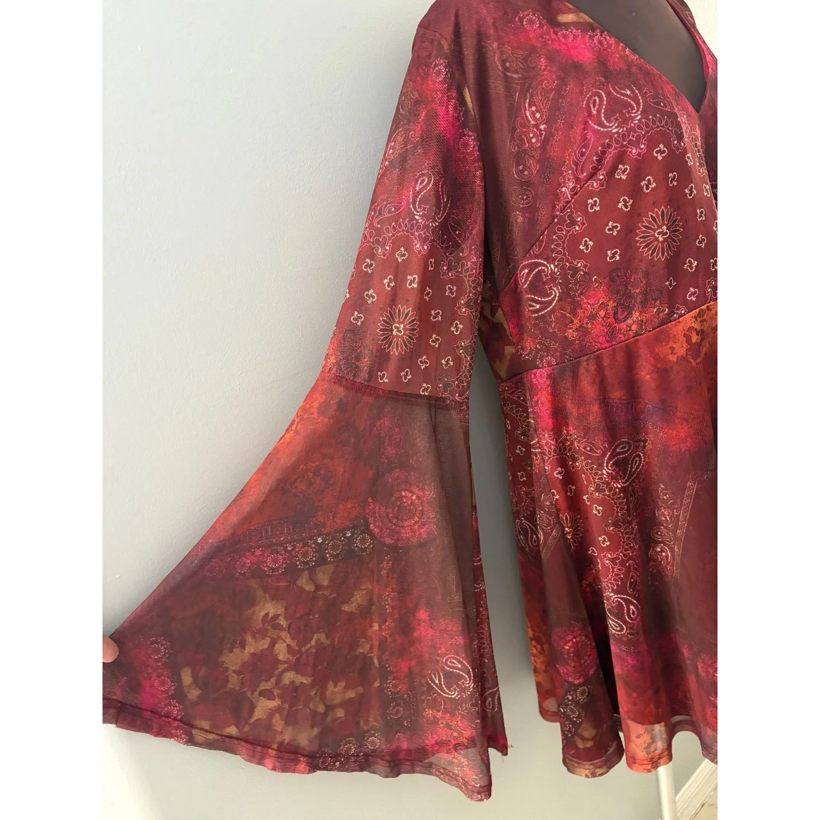 Cider Babydoll Top Size 2X Forest Fairy Bell Sleeve Whimsigoth Vampire Fantasy - Image 2