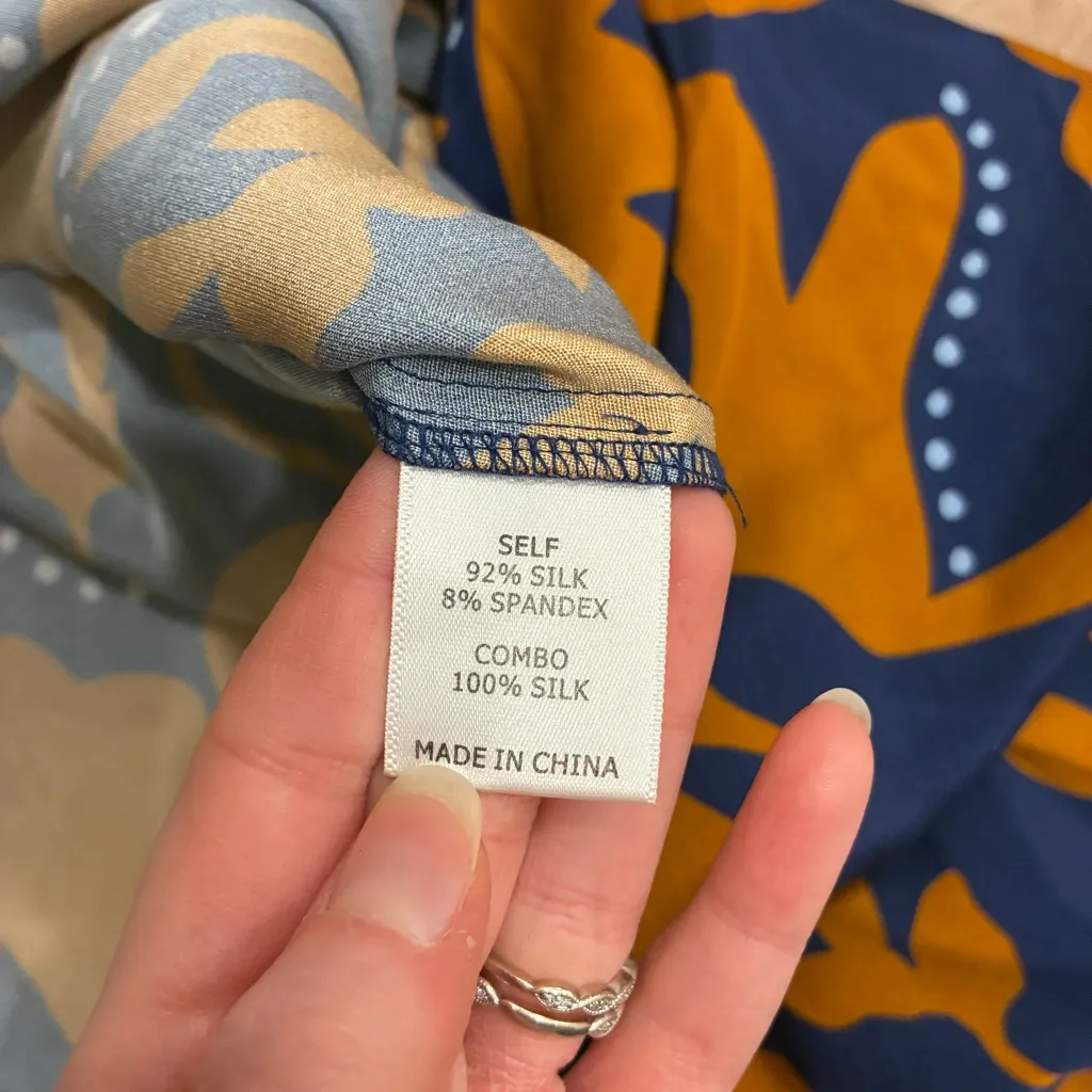 La Ligne Imogen Dress Silk Faux Wrap Floral Keyhole Maxi Dress Size L *FLAW Orange Size L - Image 9