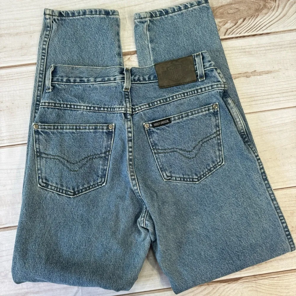 Harley Davidson Vintage 90’s Y2K Classic High Waist Denim Jeans Bikercore Blue Size 8 - Image 8