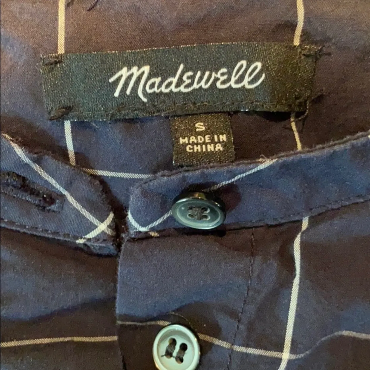 Navy Windowpane Casual Bell Sleeve Button Down Shirt - Image 14