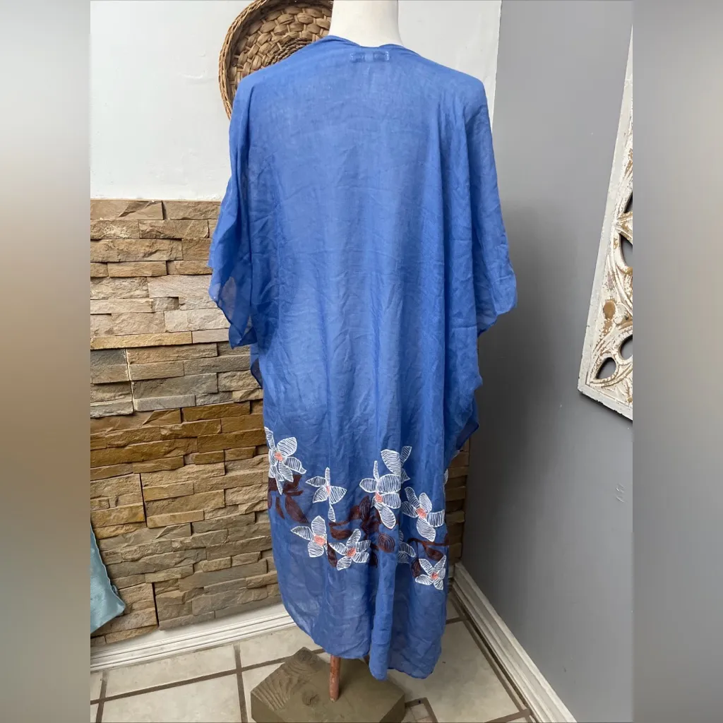 Woven Heart blue cotton embroidered Cardigan - Image 4