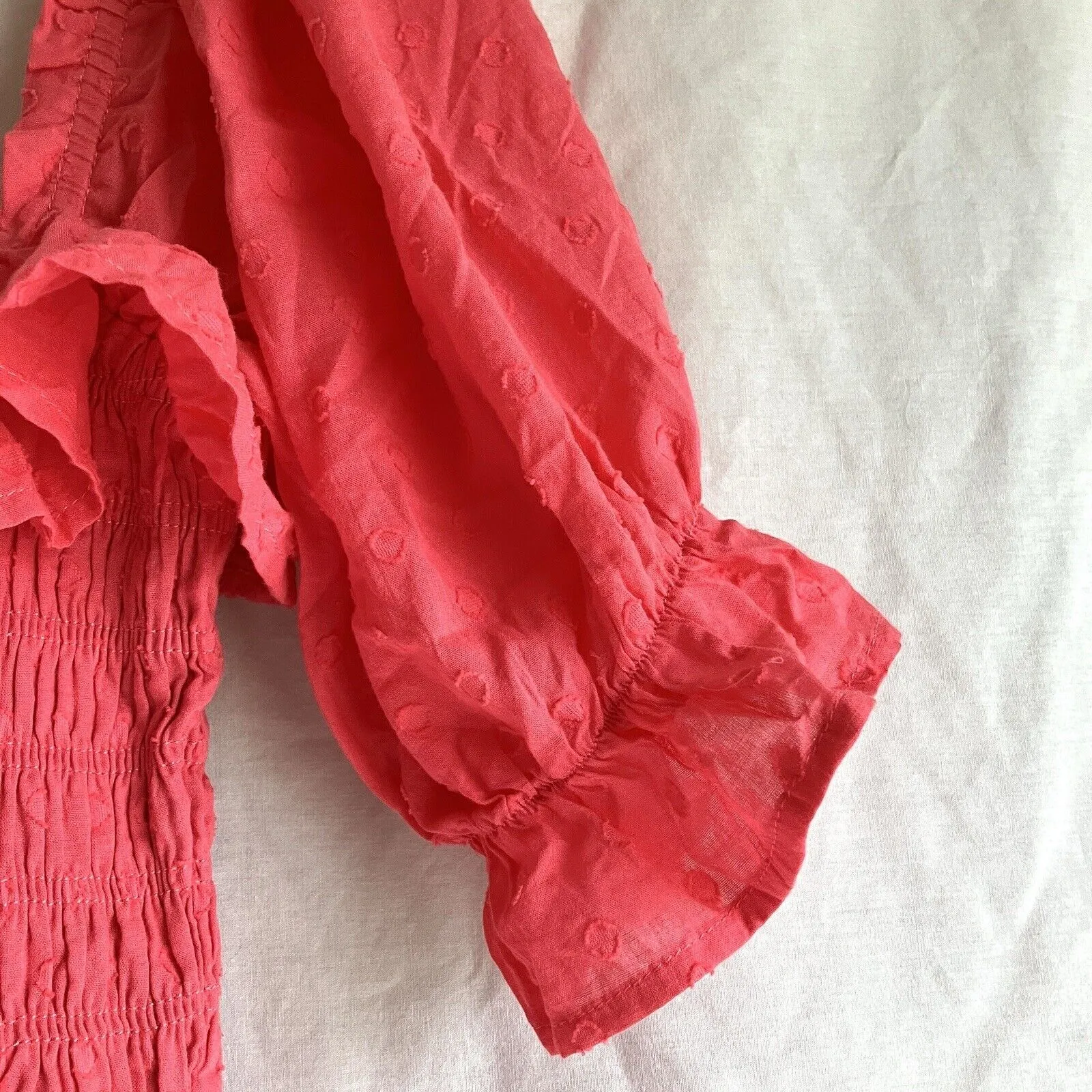 Maxi Dress Size 4 R. Yiposha Smocked Waist Salmon Pink Swiss Dots NWT - Image 5