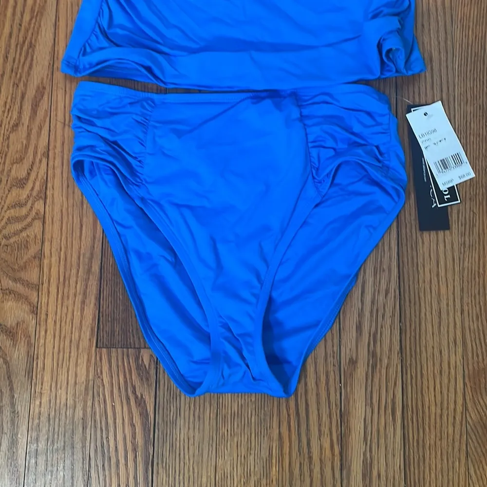 La Blanca Bikini Set Tankini top High Waisted Bottom Capri Blue size 4 NWT - Image 6