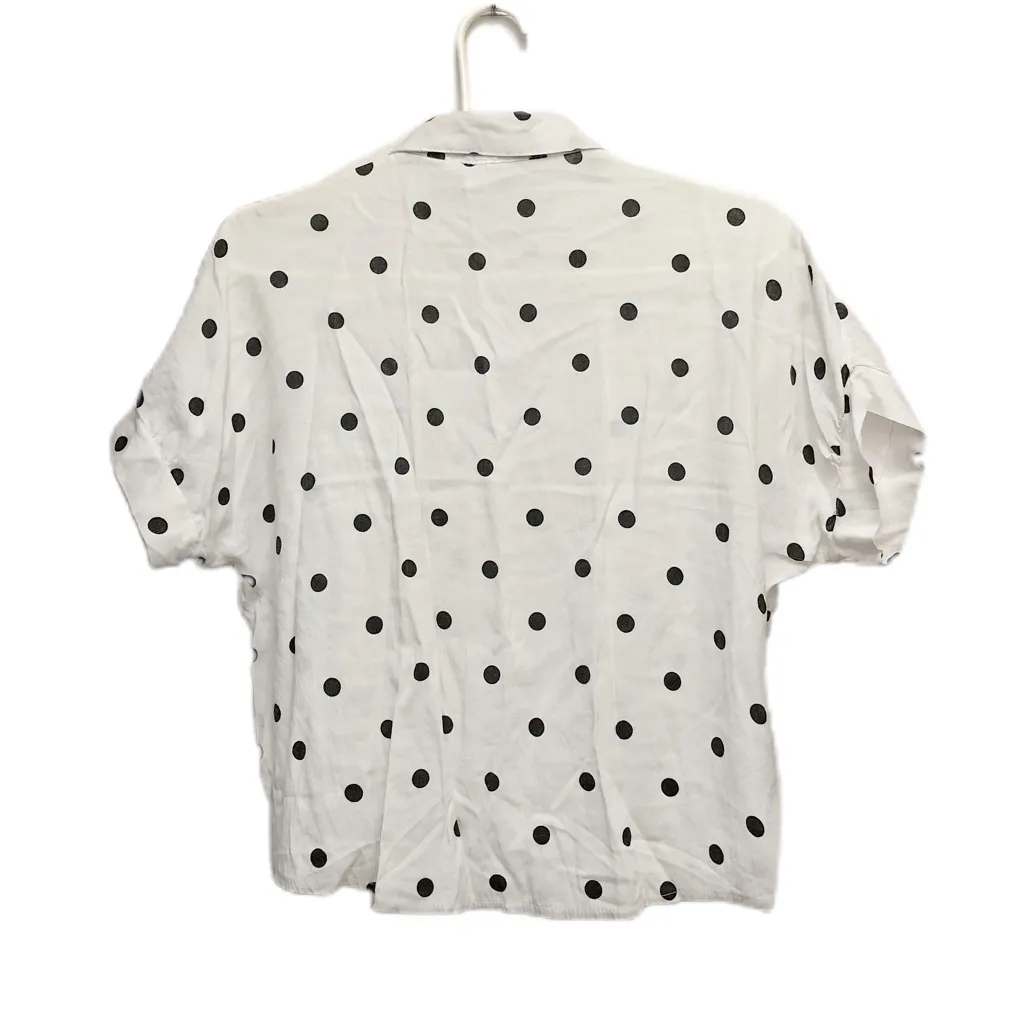 Vintage Women’s Polka Dots White Black Top Button Blouse Short Sleeve Cotton Y2K Size undefined - Image 2