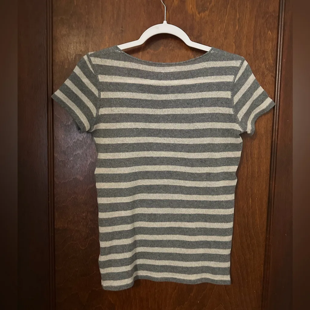 Majestic Filatures Deluxe Cashmere Sweater Tee XS Gray - Image 3