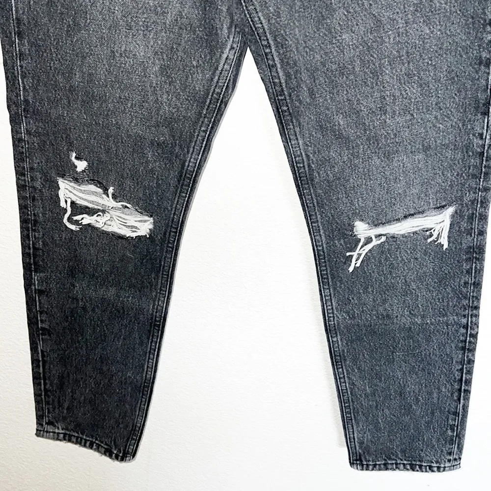 Anine Bing The Brenda Jean Gray High Waisted Button Fly Cotton Crop Slim Jeans - Image 3