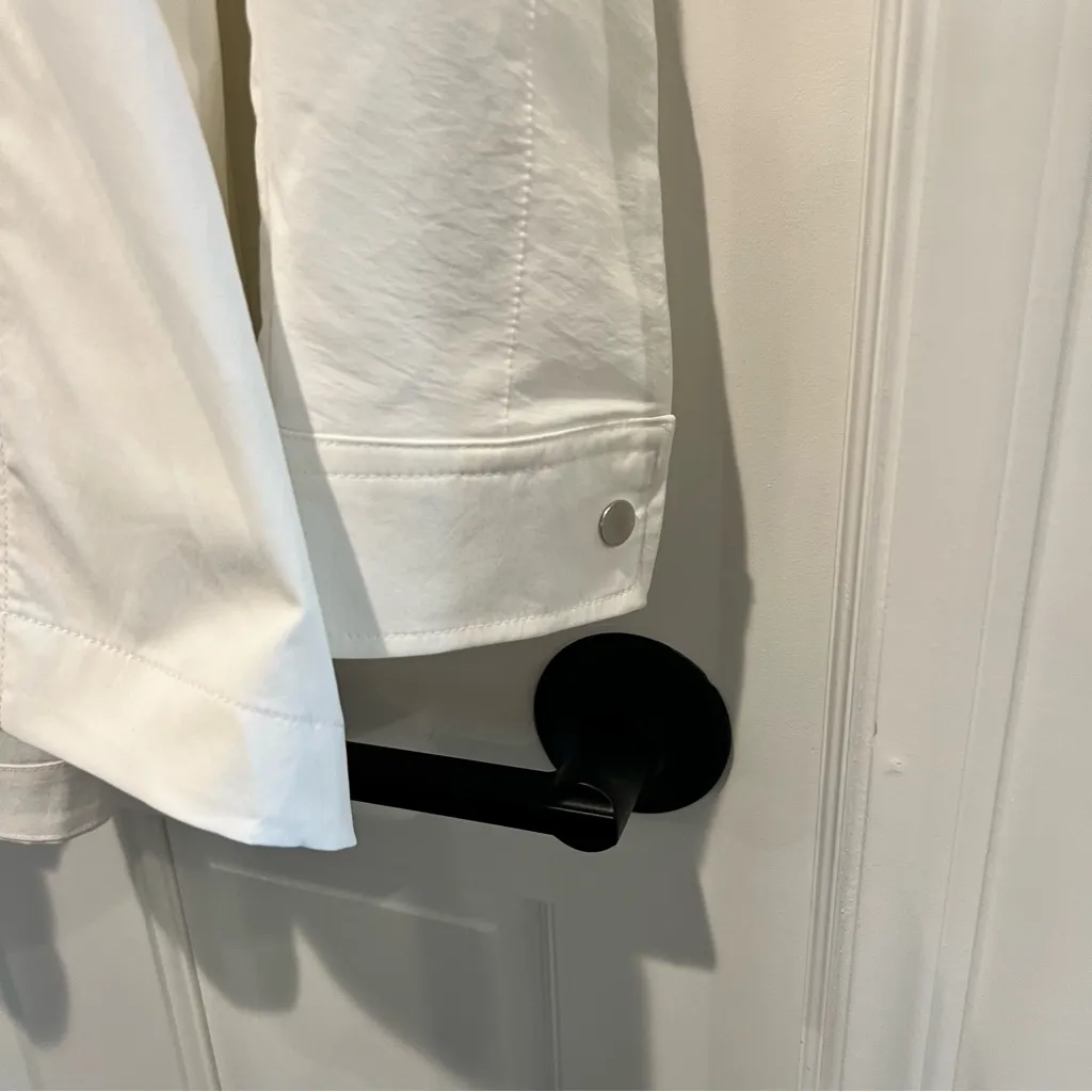 Athleta Advantage Poplin Top White XL Quarter Zip Stand Collar Tunic Pullover - Image 6