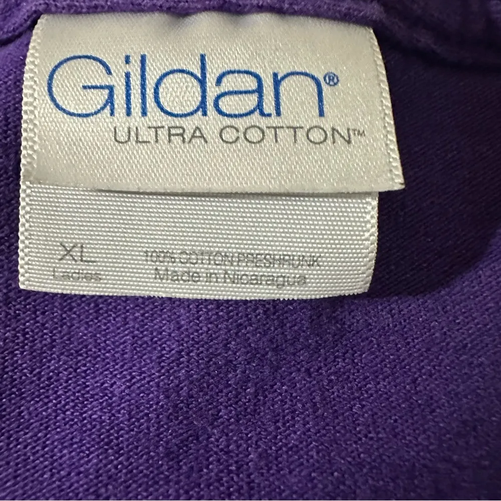Gildan women's XL Crazy Chicken Lady purple funny t-shirt - Image 3