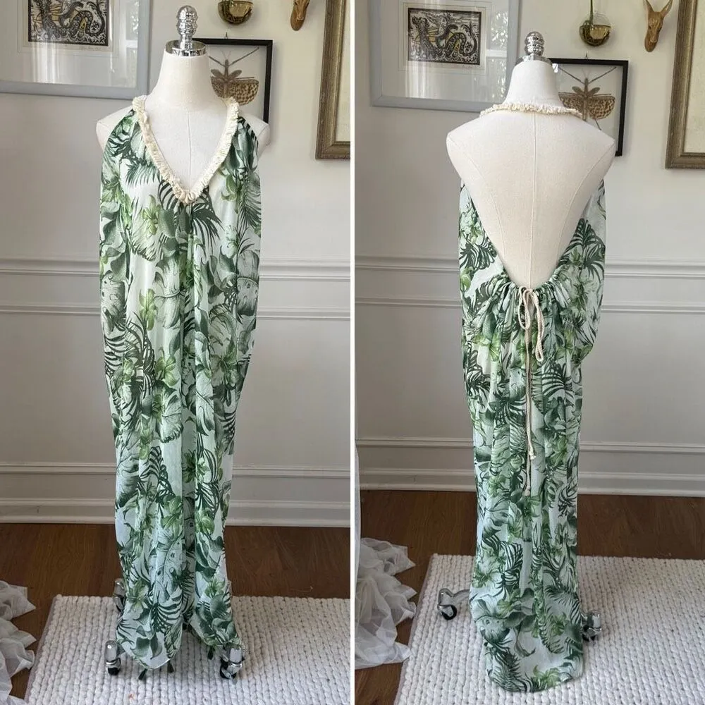 Subtle Luxury Pool To Party Green Frond Pool Swim Coverup Sundress $100 OSFM Size undefined - Image 2