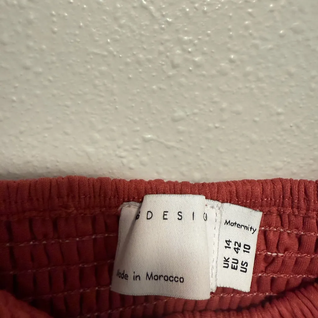 ASOS DESIGN Maternity balloon sleeve midi dress in dark pink Size 10 Red - Image 4